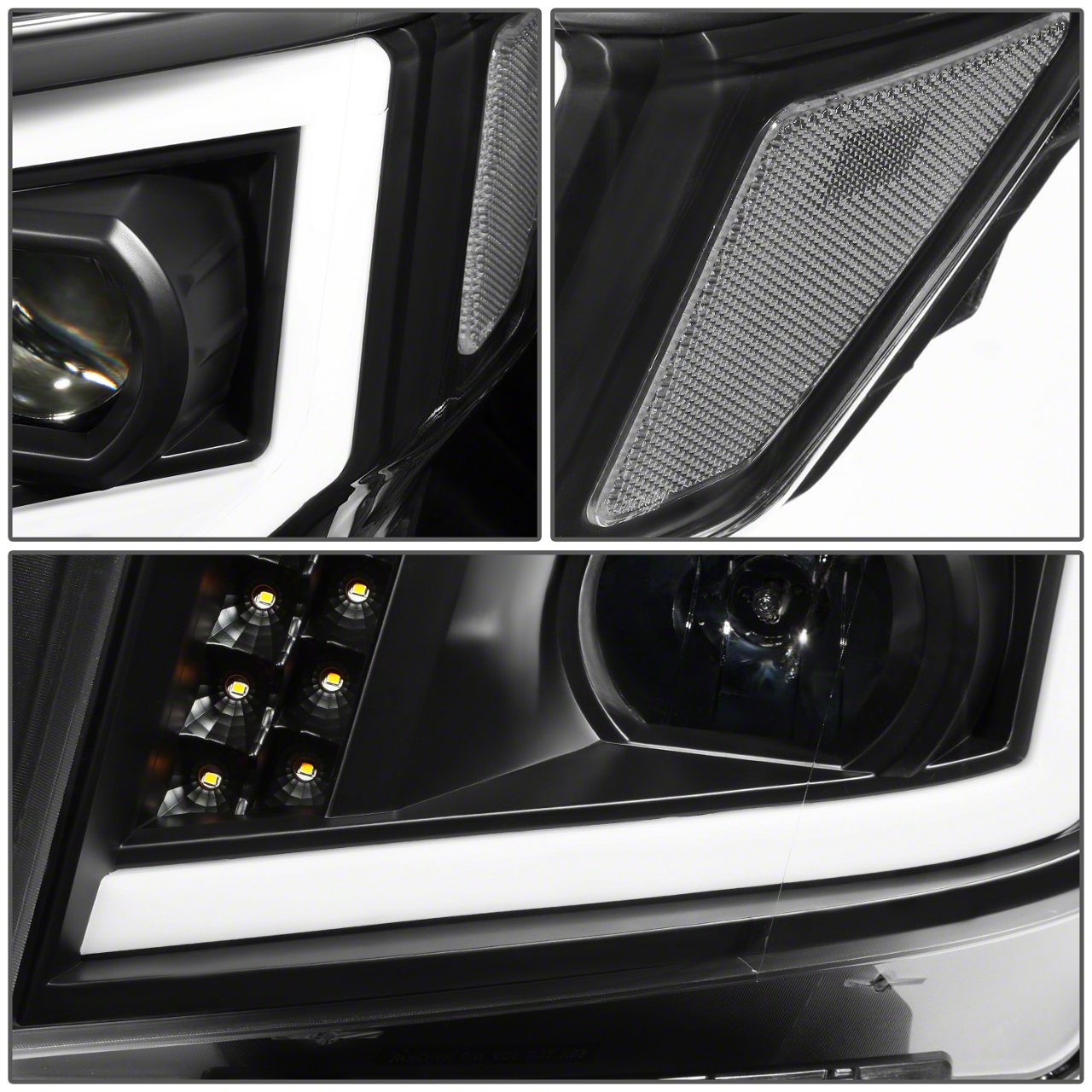 PM Performotor LED Projector Headlights For 2016-2024 Nissan Titan XD – Black Housing, Amber Reflector