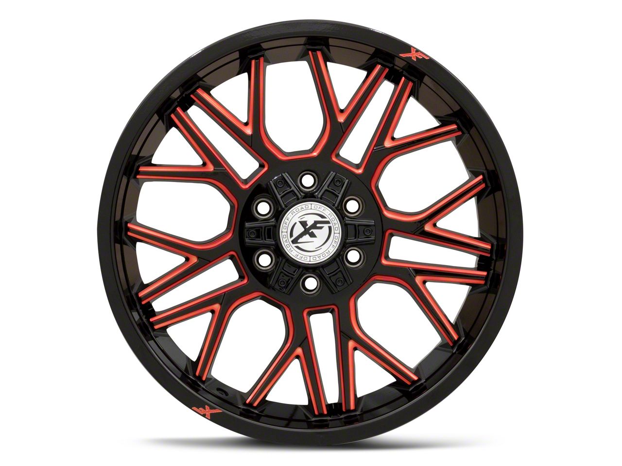 XF Offroad Titan XF-235 Gloss Black Red Milled 6-Lug Wheel; 20x10