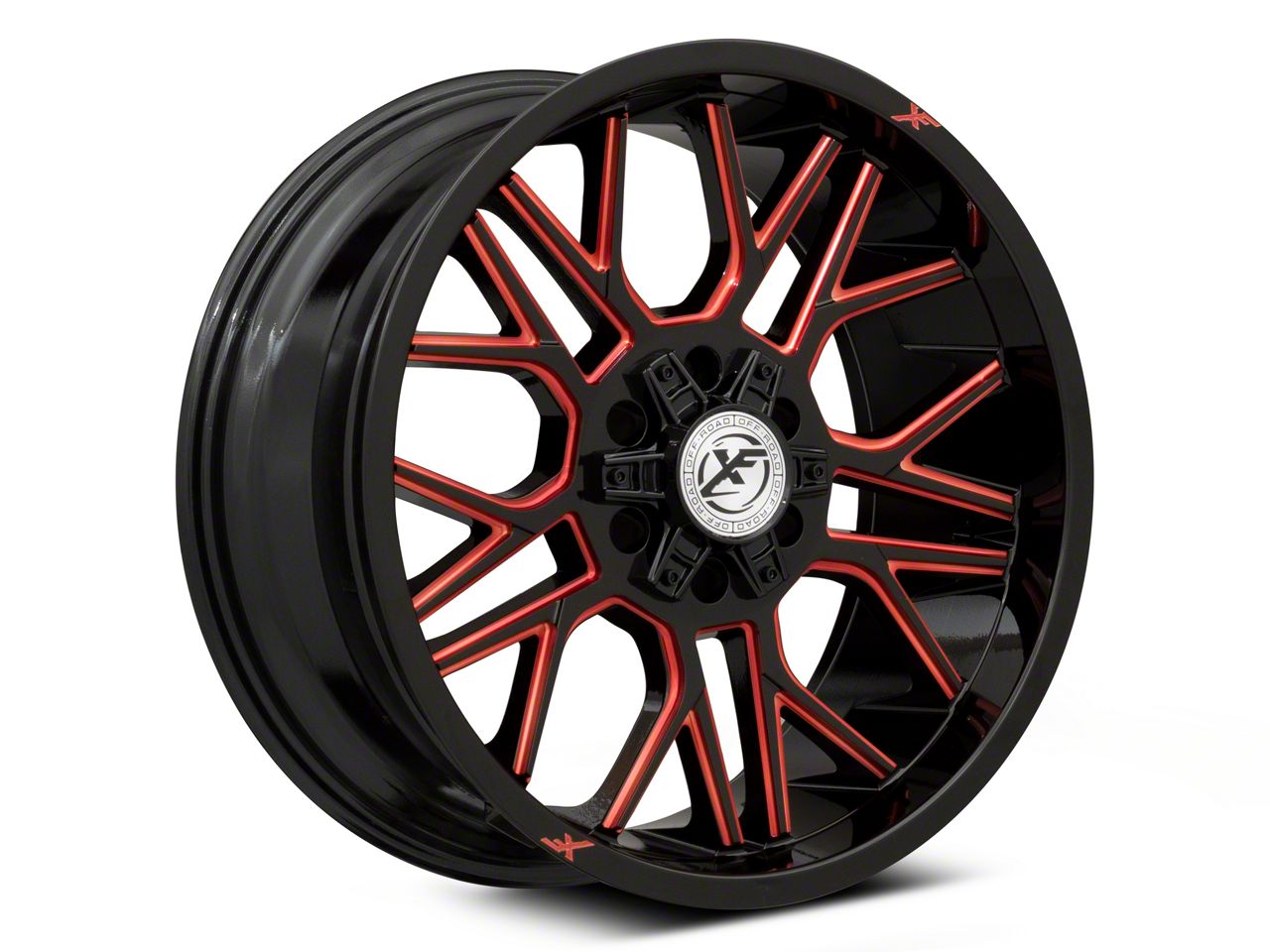 XF Offroad Titan XF-235 Gloss Black Red Milled 6-Lug Wheel; 20x10