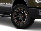 Fuel Wheels Flame Gloss Black Milled with Red Accents 6-Lug Wheel; 20x10; -18mm Offset (16-24 Titan XD)