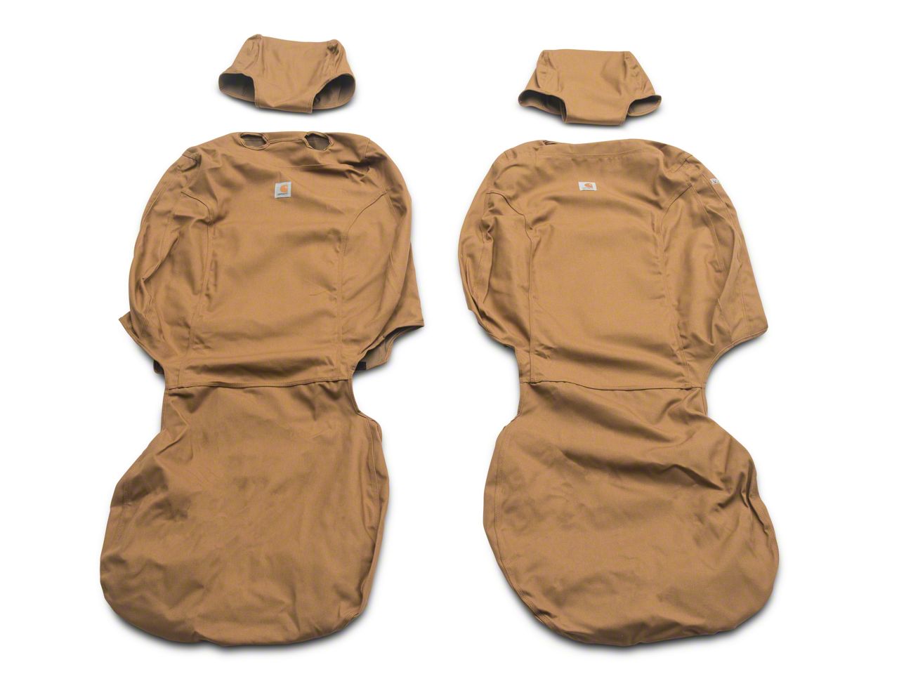 CLA Front Seat Cover Set – Khaki Tan Cloth With Cargo Pockets, 2-Piece Washable Car Covers