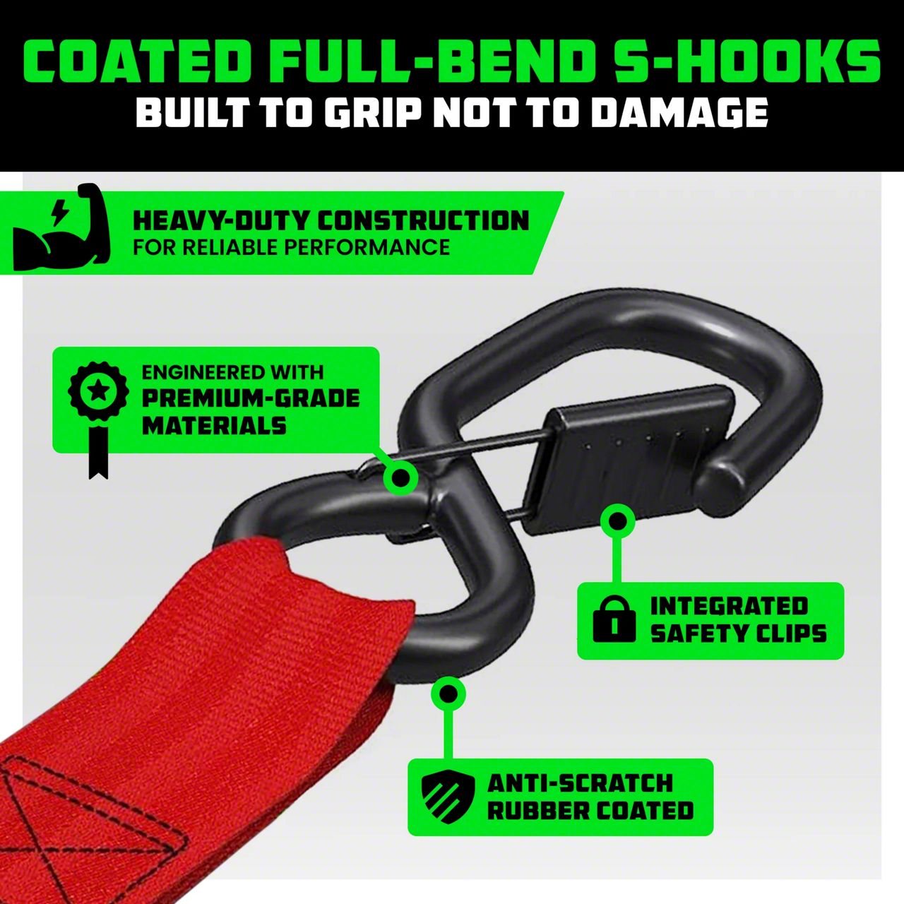 Rhino USA Jeep Wrangler 2-Inch x 10-Foot Retractable Ratchet