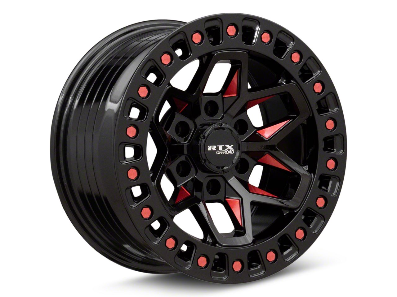 Ｙ4 RTX Offroad Wheels Toyota 4-Runner Zion Black Milled Red 6