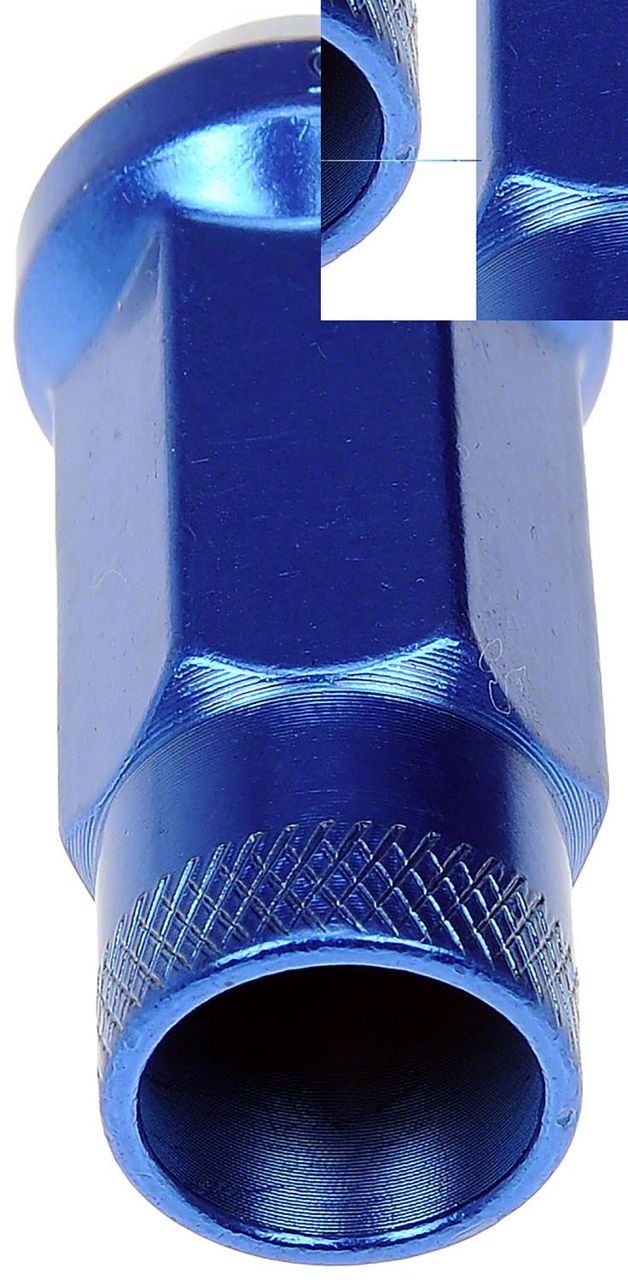 thumbnail interactive-video image 1 of Sky Blue Closed End Spline Lug Nuts & Locks Set – M12x1.25, 22mm X 45mm, Aluminum/Steel With Keys 1 of 6