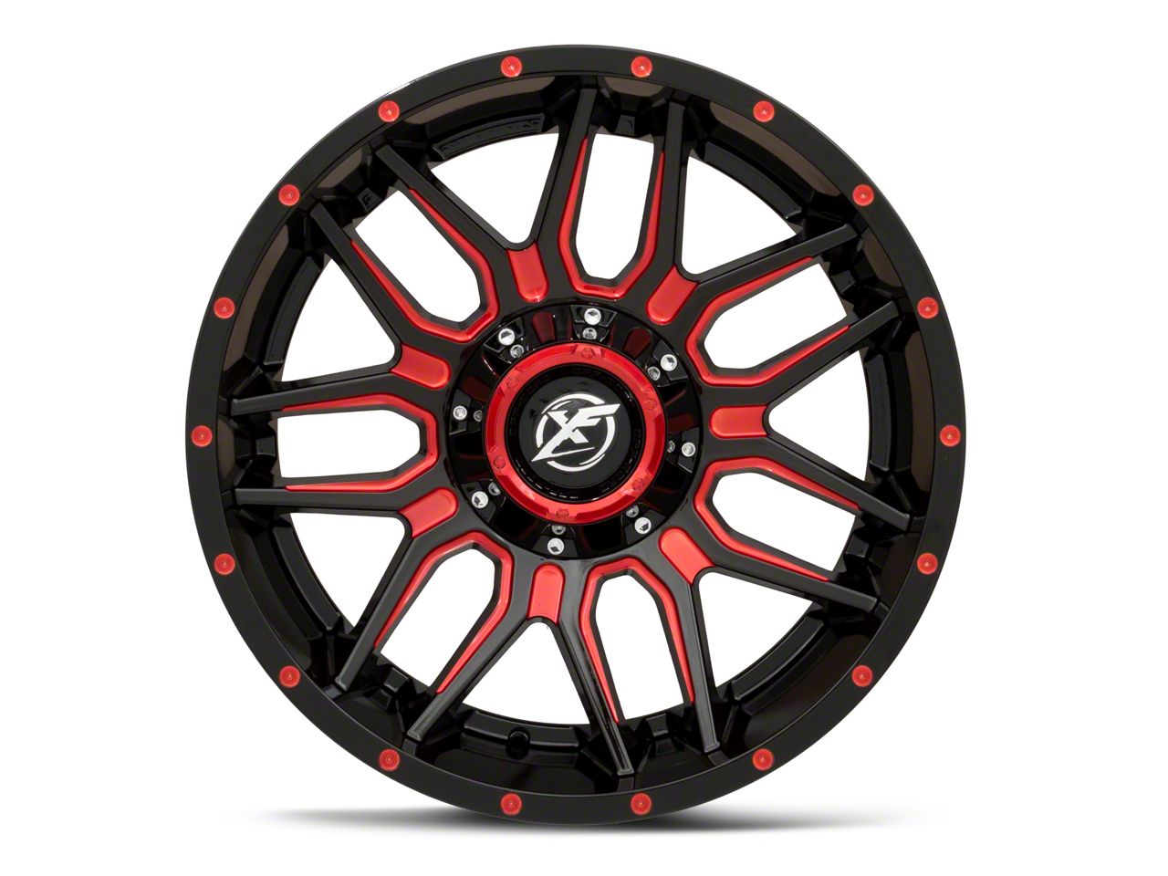 XF Offroad Tacoma XF-222 Gloss Black Red Milled 6-Lug Wheel; 20x10 