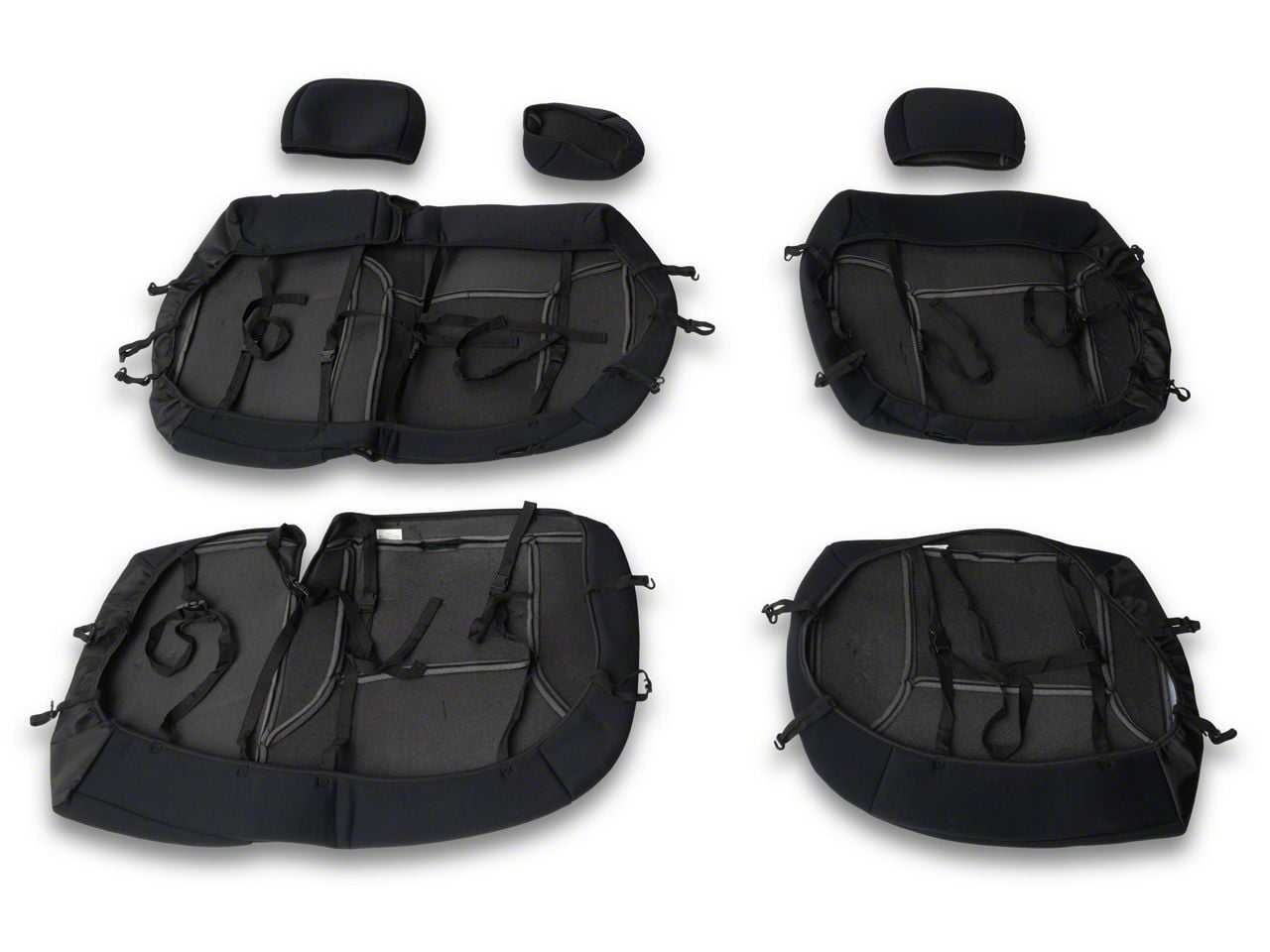 Rough Country Tacoma Neoprene Front and Rear Seat Covers; Black