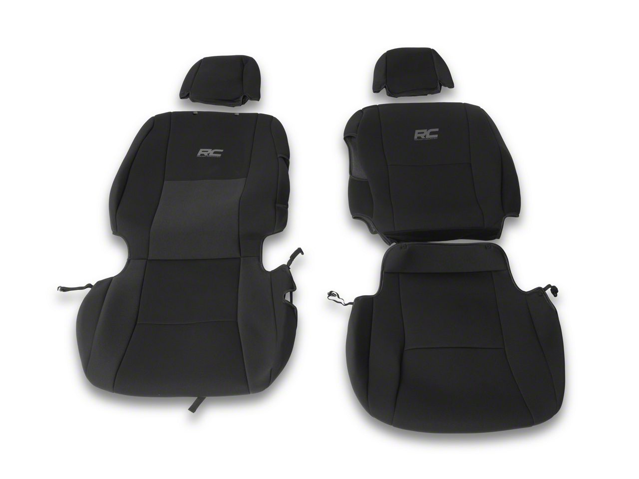 Rough Country Tacoma Neoprene Front and Rear Seat Covers; Black
