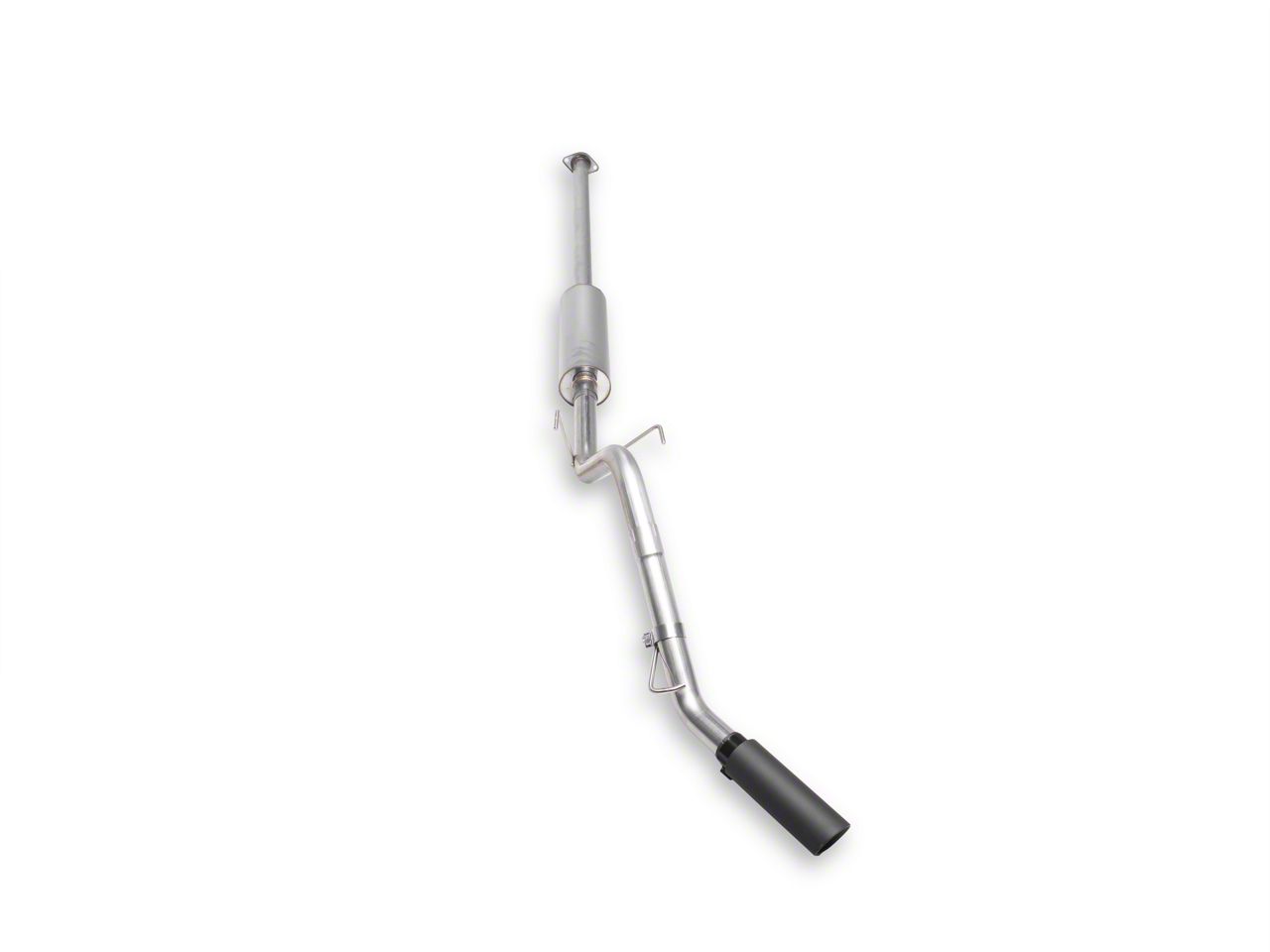 C&L Tacoma Single Exhaust System with Black Tip; Side Exit