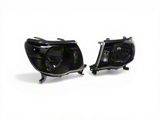 Factory Style Headlights with Clear Corners; Black Housing; Clear Lens (05-11 Tacoma)