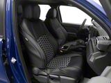 Kustom Interior Premium Artificial Leather Front and Rear Seat Covers; All Black with White Double Hex Stitch Accent Insert (24-26 Tacoma)