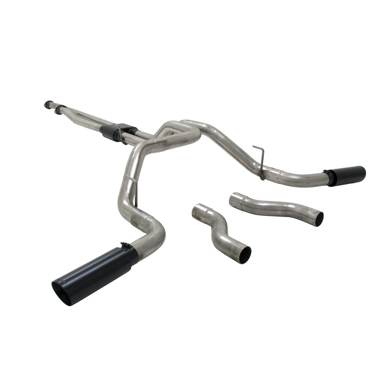Flowmaster Tundra Outlaw Dual Exhaust System with Black Tips; Side