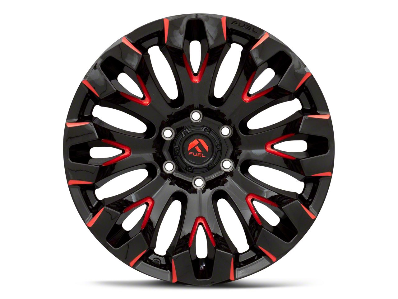 Fuel Wheels Tundra Quake Gloss Black Milled with Red Accents 6-Lug