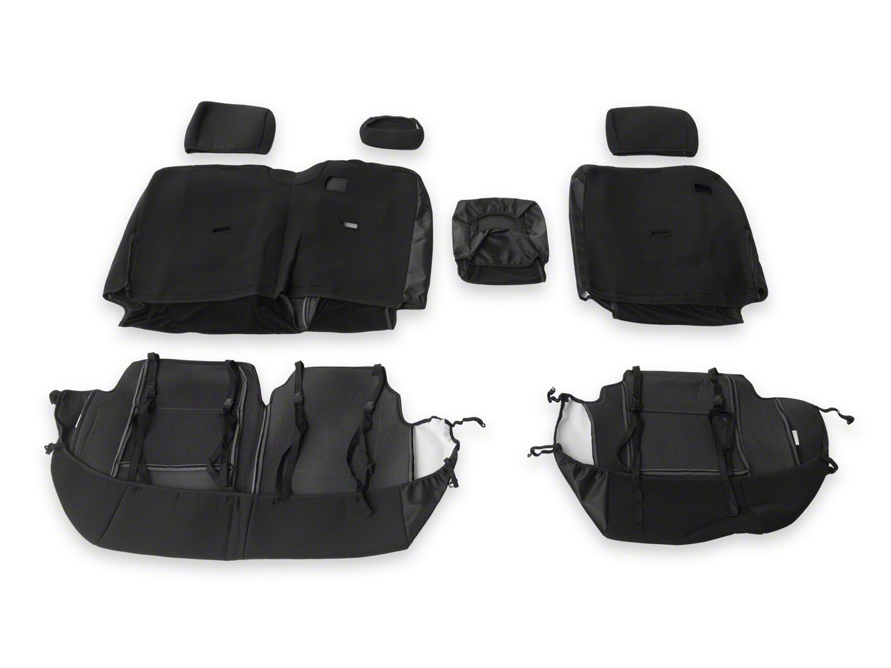 Rough Country Tundra Neoprene Front and Rear Seat Covers; Black