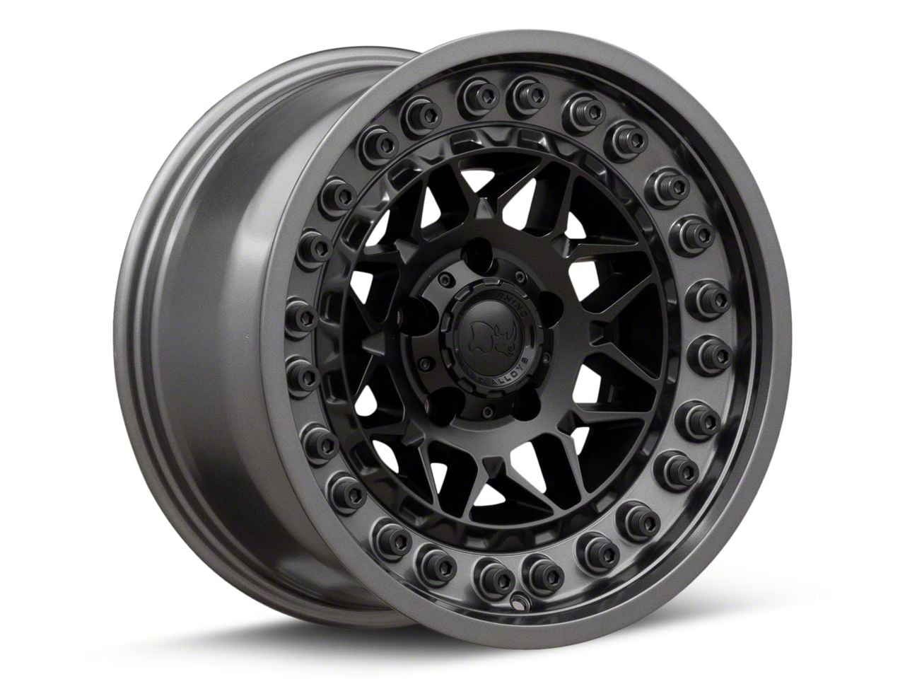 Black Rhino Tundra Alpha Matte Black with Gunmetal Lip 6-Lug Wheel