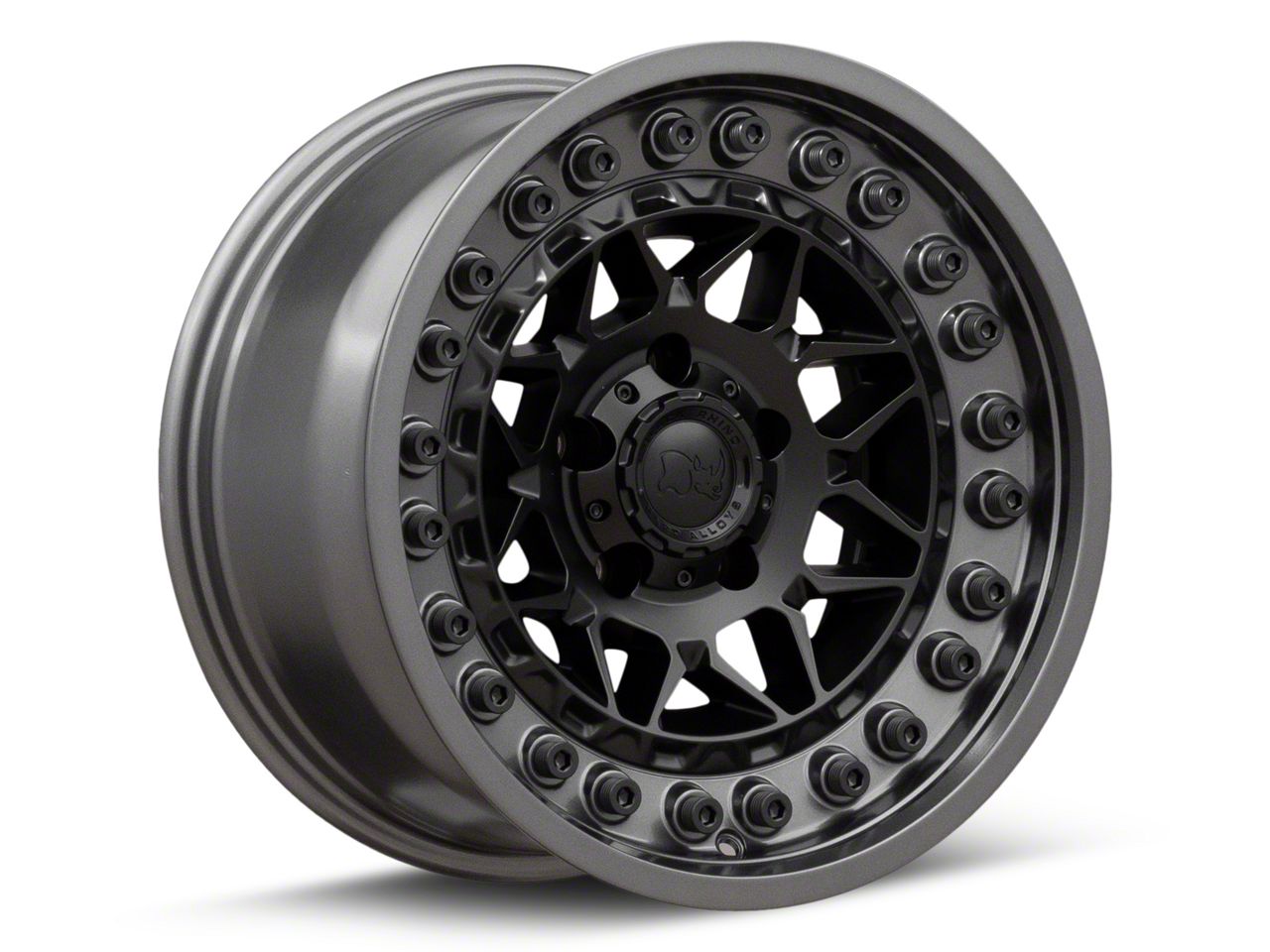 Black Rhino Tundra Alpha Matte Black with Gunmetal Lip 6-Lug Wheel