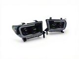 LED DRL Projector Headlights; Black Housing; Clear Lens (07-13 Tundra w/o Level Adjuster)