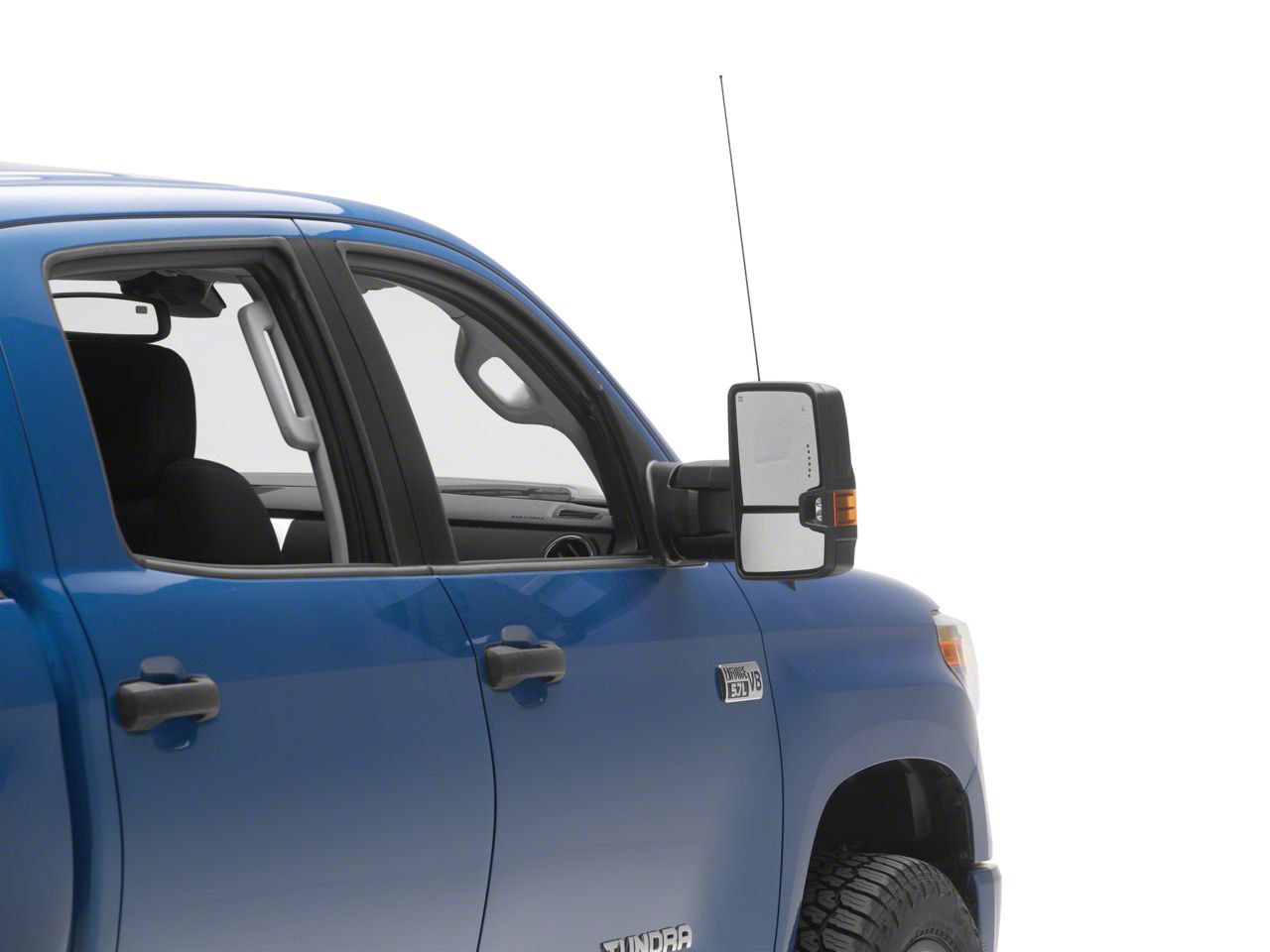 OCPTY Power Towing Mirrors With Heat & Turn Signal – Black Manual Folding For 2007-2017 Toyota Tundra - View #6
