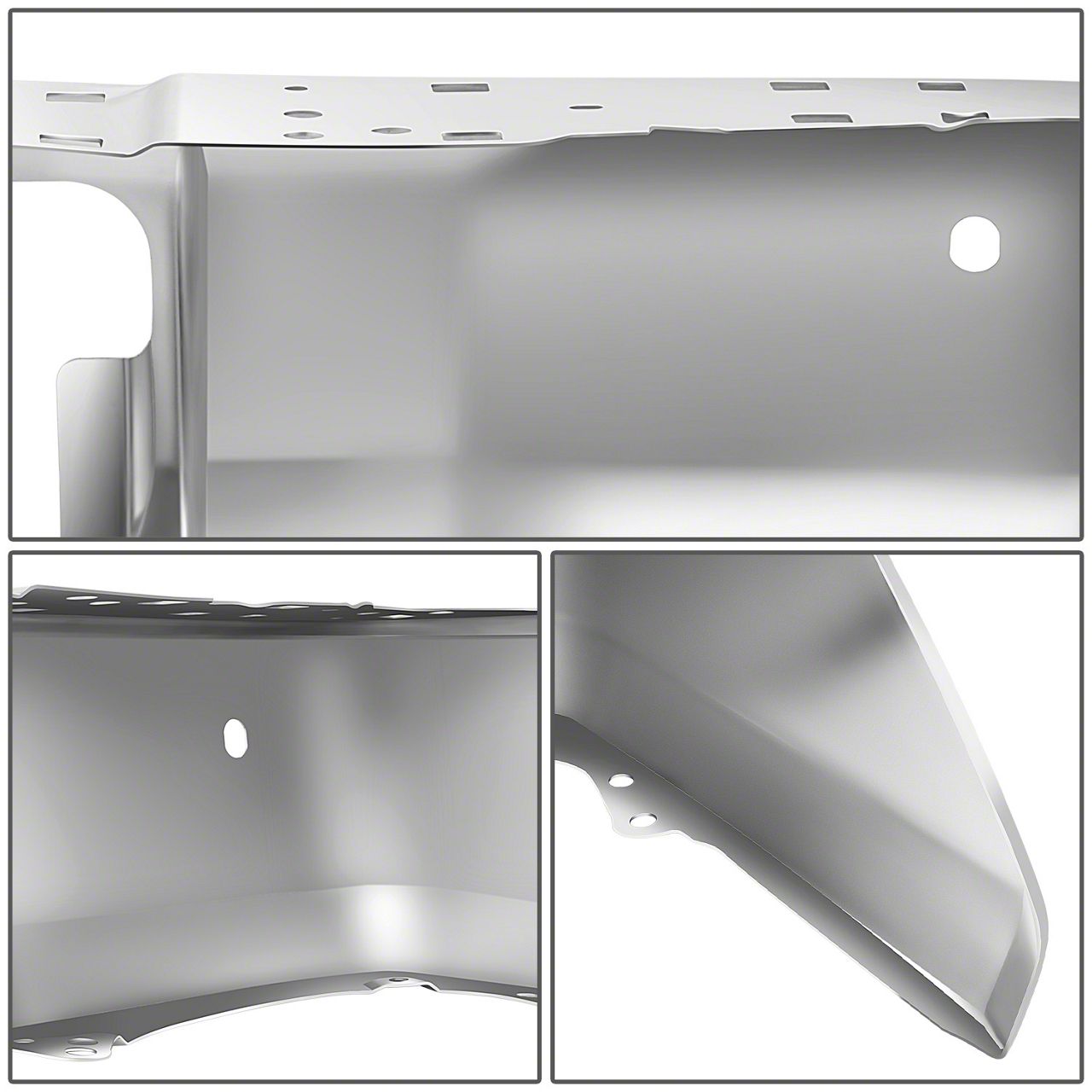 thumbnail image 2 of X-parts RH Rear Bumper End Cap – 09-14 Ford F150 – Steel W/ Parking Sensor Holes – Black 2 of 5