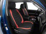 Waterproof Leather Front Seat Covers; Black and Red (07-26 Tundra)