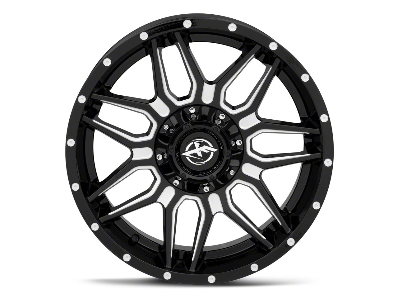 XF Offroad Tundra XF-222 Gloss Black Milled 5-Lug Wheel; 20x9