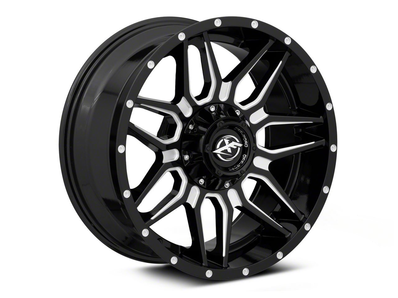 XF Offroad Tundra XF-222 Gloss Black Milled 5-Lug Wheel; 20x9