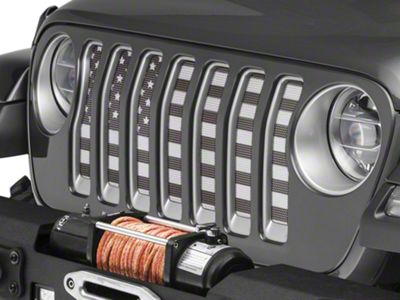 Under The Sun Inserts Grille Insert; Black and White (18-23 Jeep Wrangler JL w/o TrailCam; 24-25 Jeep Wrangler JL Sport)