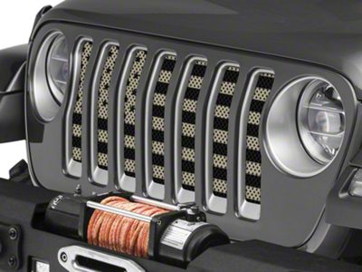Under The Sun Inserts Grille Insert; Desert Tan Old Glory Black Stars and Stripes (18-23 Jeep Wrangler JL w/o TrailCam; 24-25 Jeep Wrangler JL Sport)