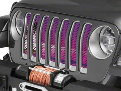 Under The Sun Inserts Grille Insert; Endless Summer Purple Palm Tree (18-23 Jeep Wrangler JL w/o TrailCam; 24-25 Jeep Wrangler JL Sport)