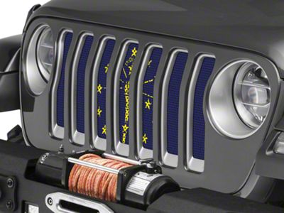 Under The Sun Inserts Grille Insert; Indiana State Flag (18-23 Jeep Wrangler JL w/o TrailCam; 24-25 Jeep Wrangler JL Sport)