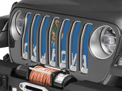 Under The Sun Inserts Grille Insert; Oklahoma State Flag (18-23 Jeep Wrangler JL w/o TrailCam; 24-25 Jeep Wrangler JL Sport)