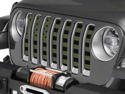 Under The Sun Inserts Grille Insert; Olive Drab Old Glory Black Stars and Stripes (18-23 Jeep Wrangler JL w/o TrailCam; 24-25 Jeep Wrangler JL Sport)