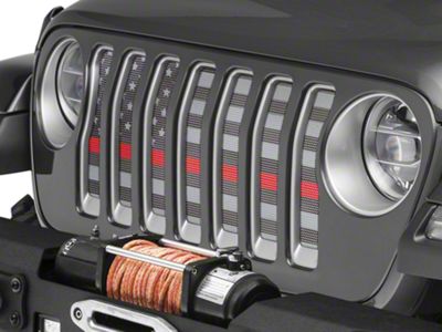 Under The Sun Inserts Grille Insert; Thin Red Line (18-23 Jeep Wrangler JL w/o TrailCam; 24-25 Jeep Wrangler JL Sport)
