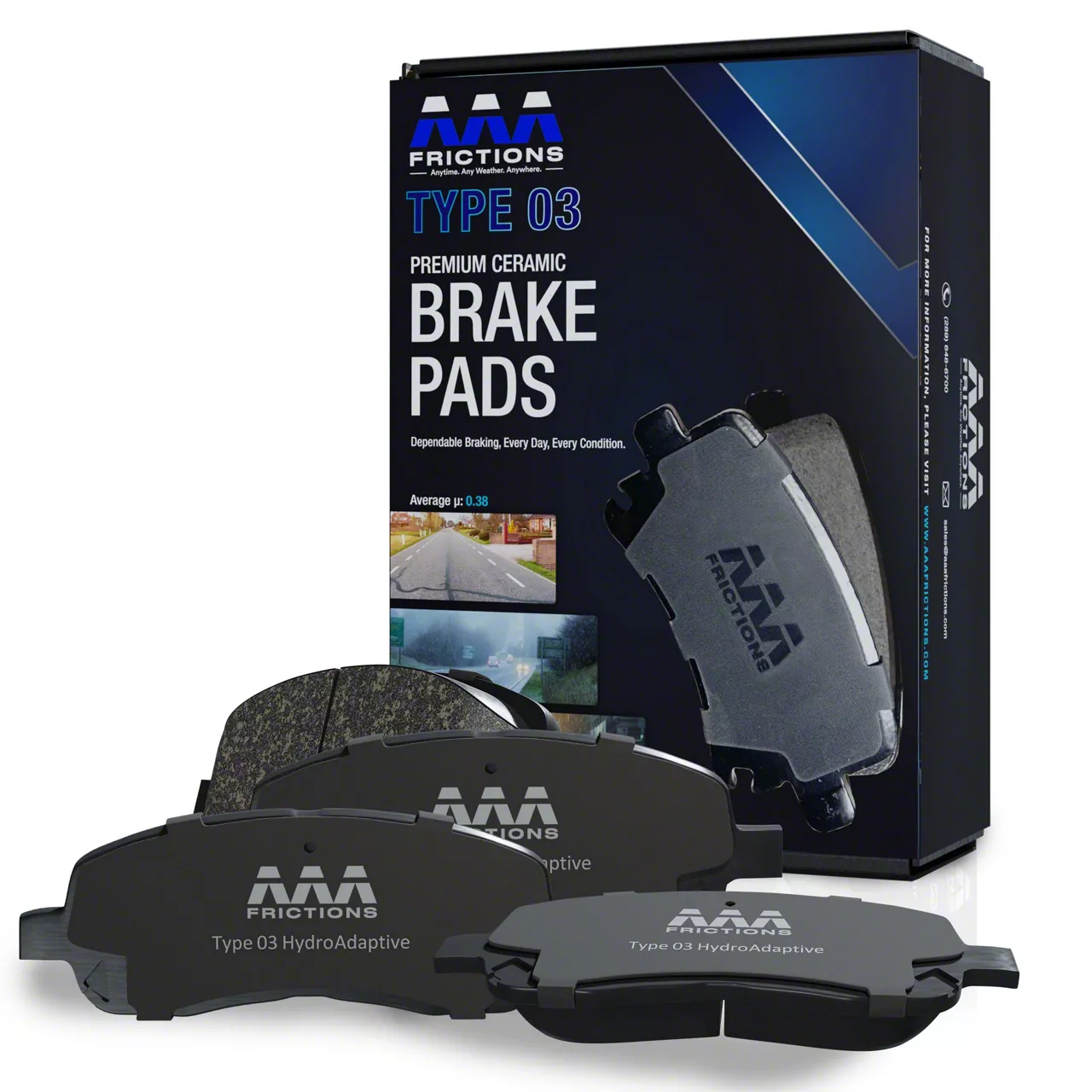 AAA Frictions Type 03 HydroAdaptive All Weather Ceramic Brake Pads ...