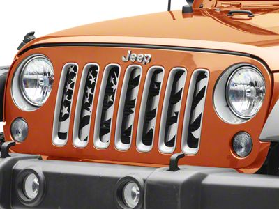 Star Spangle Style Grille Insert; Brushed (07-18 Jeep Wrangler JK)