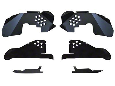 Front and Rear Inner Fender Kit with Inserts; Black (07-18 Jeep Wrangler JK)