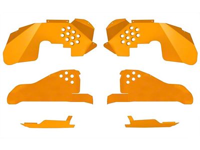 Front and Rear Inner Fender Kit with Inserts; Fluorescent Orange (07-18 Jeep Wrangler JK)