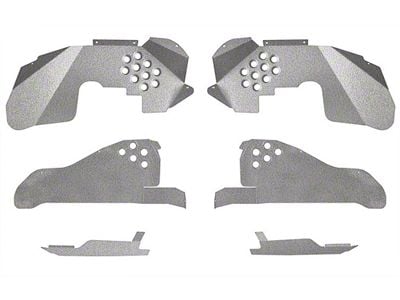 Front and Rear Inner Fender Kit with Inserts; Gray Hammertone (07-18 Jeep Wrangler JK)