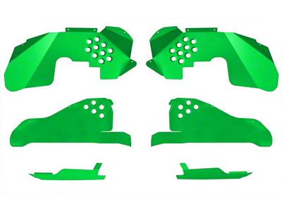 Front and Rear Inner Fender Kit with Inserts; Neon Green (07-18 Jeep Wrangler JK)