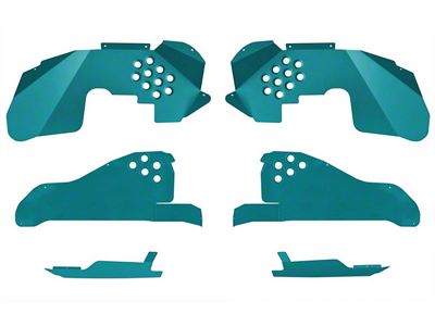 Front and Rear Inner Fender Kit with Inserts; Teal (07-18 Jeep Wrangler JK)
