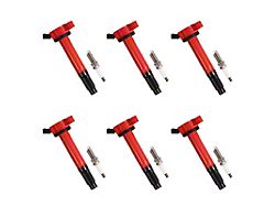 Ignition Coils with Spark Plugs; Red (14-17 4.0L 4Runner)