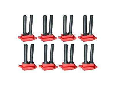 Ignition Coils; Red; Set of Eight (09-19 5.7L HEMI Jeep Grand Cherokee WK & WK2)