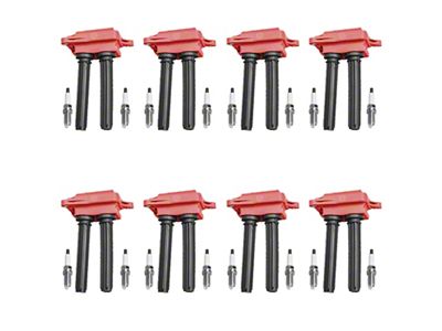 Ignition Coils with Spark Plugs; Red (09-15 5.7L HEMI Jeep Grand Cherokee WK & WK2)