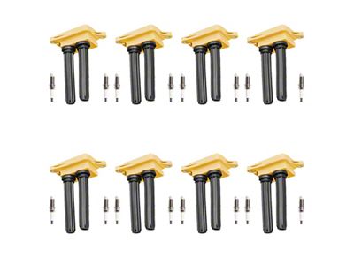 Ignition Coils with Spark Plugs; Yellow (09-19 5.7L HEMI Jeep Grand Cherokee WK & WK2)