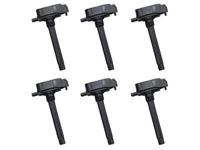 Ignition Coil; Black; Set of Six (18-25 3.6L Jeep Wrangler JL)