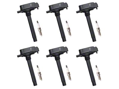 Ignition Coils with Spark Plugs; Black (18-25 3.6L Jeep Wrangler JL)