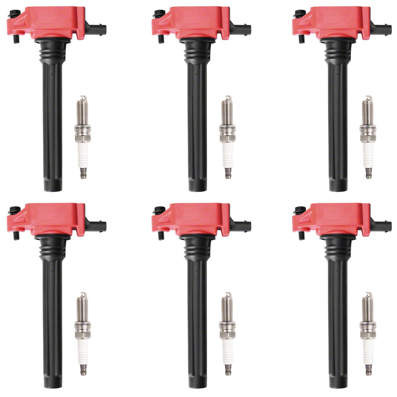Jeep Wrangler Ignition Coils with Spark Plugs; Red (1218 3.6L Jeep