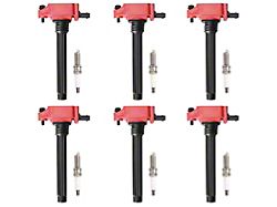 Ignition Coils with Spark Plugs; Red (12-18 3.6L Jeep Wrangler JK)