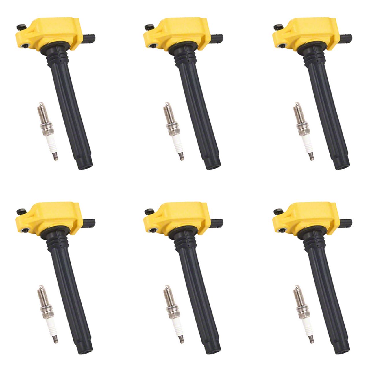 Jeep Wrangler Ignition Coils with Spark Plugs; Yellow (1218 3.6L Jeep