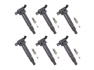 Ignition Coils with Spark Plugs; Black (05-20 2.7L, 4.0L Tacoma)