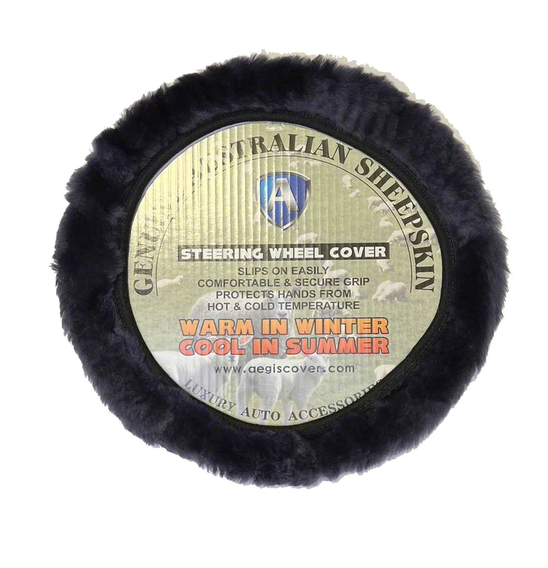 Aegis Cover Bronco Sport Sheepskin Steering Wheel Cover; Navy 809001N